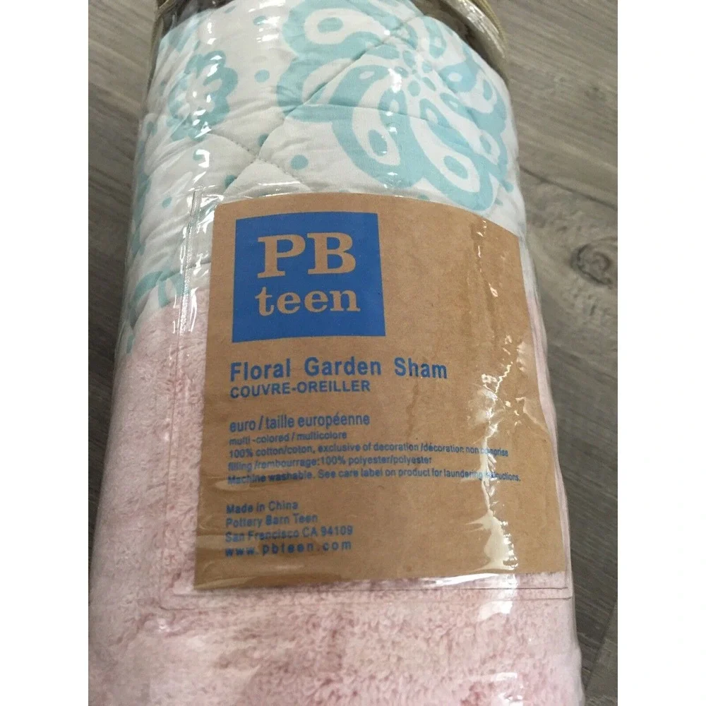 New Pottery Barn Teen Floral‎ Garden Bed Pillow Sham Quilted Pastel Florals